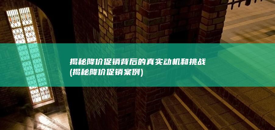 揭秘降价促销背后的真实动机和挑战 (揭秘降价促销案例)