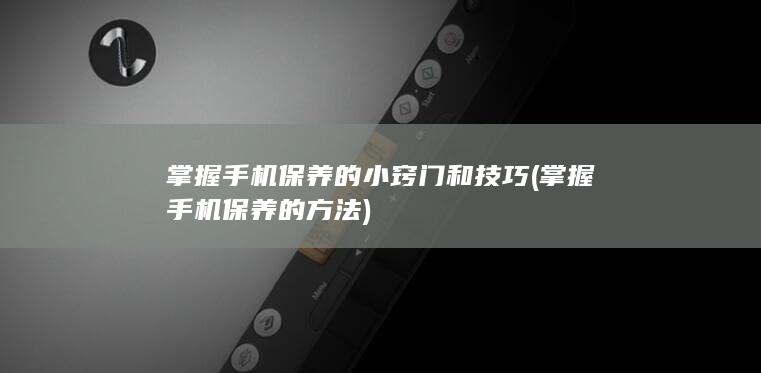 掌握手机保养的小窍门和技巧 (掌握手机保养的方法)