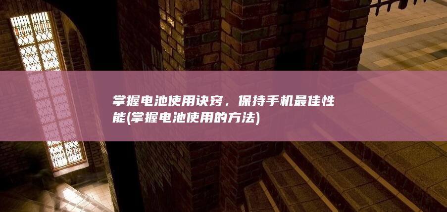 掌握电池使用诀窍，保持手机最佳性能 (掌握电池使用的方法)