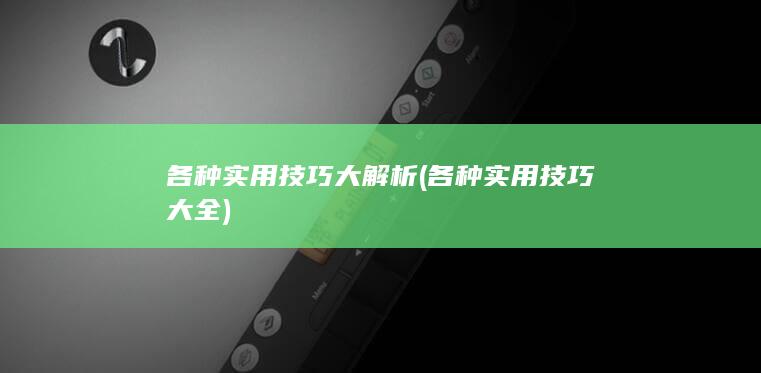 各种实用技巧大解析 (各种实用技巧大全)