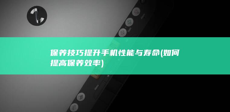 保养技巧提升手机性能与寿命 (如何提高保养效率)