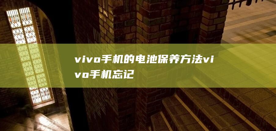 vivo手机的电池保养方法 (vivo手机忘记密码怎样开锁)